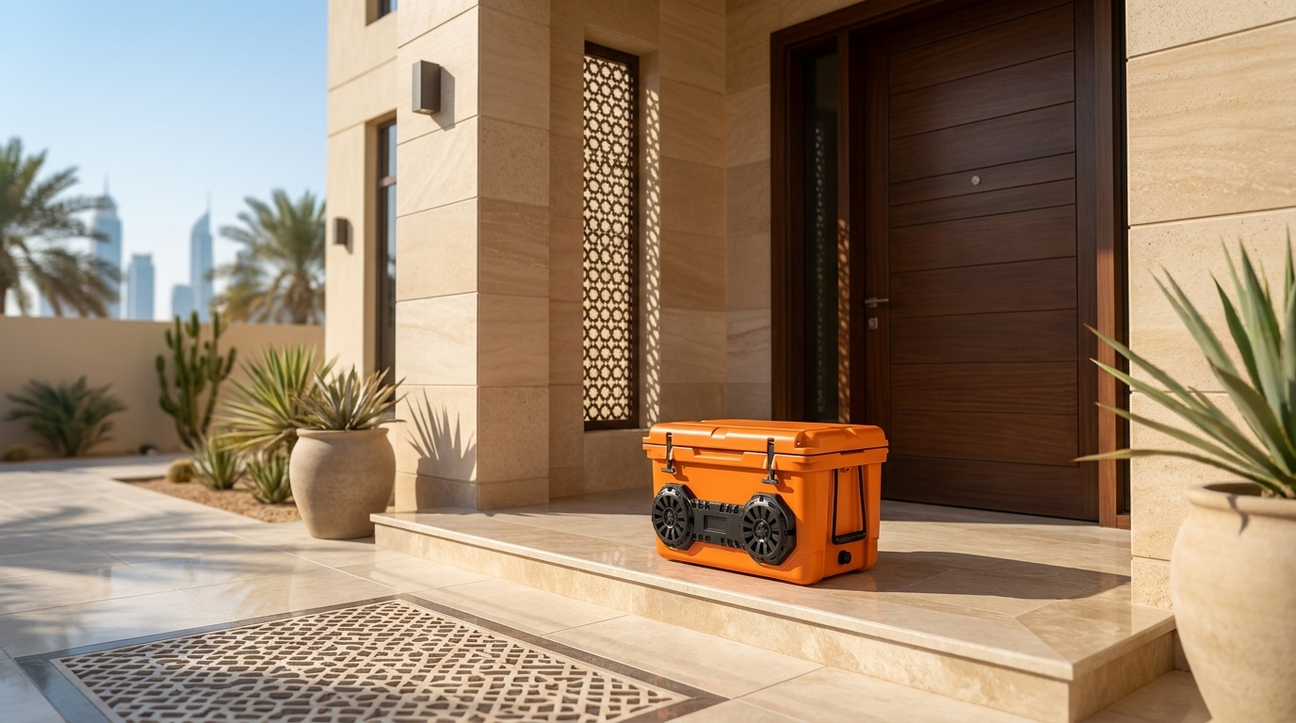 NooMii ArcticBeat 45 cooler delivered to a Dubai villa doorstep