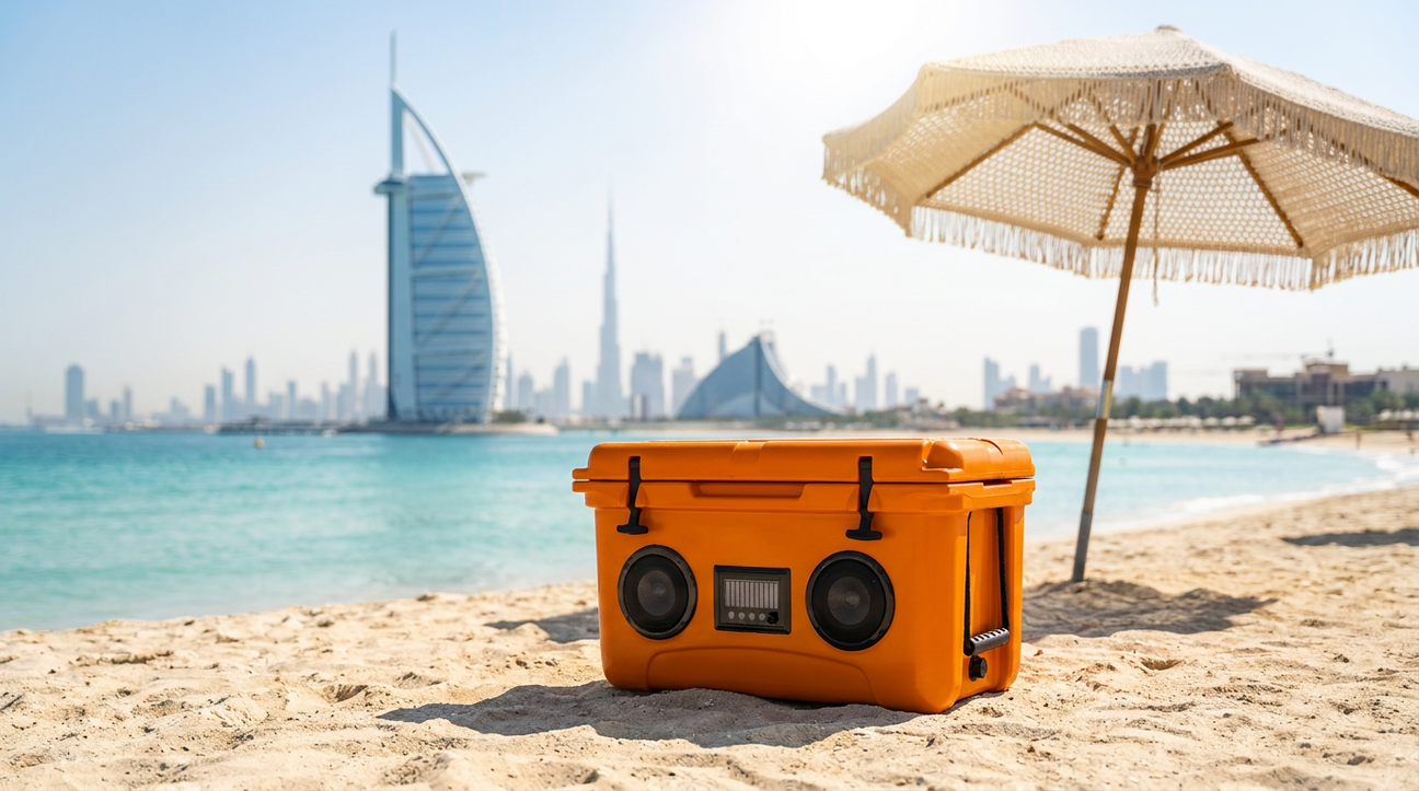 NooMii ColdBeats 45 cooler on a Dubai beach