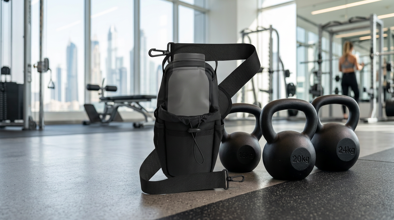 NooMii compact gym bag in a Dubai gym