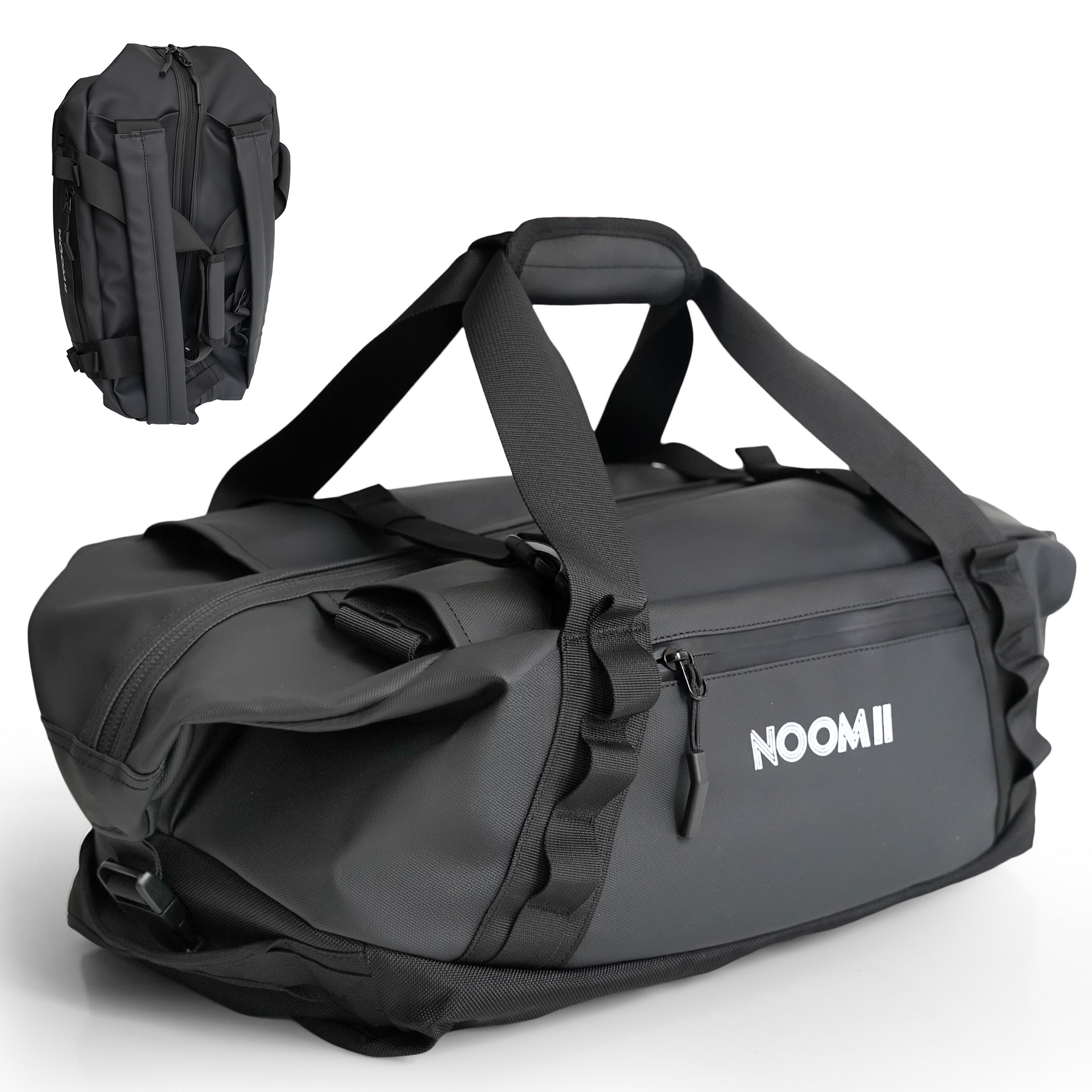 NooMii 2-in-1 gym bag worn as a backpack