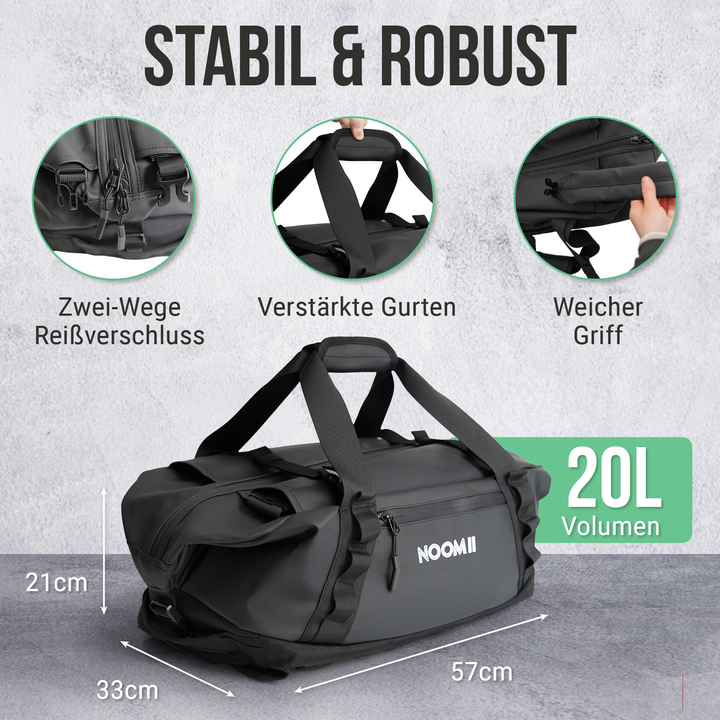 Organised interior storage in the NooMii gym and travel bag
