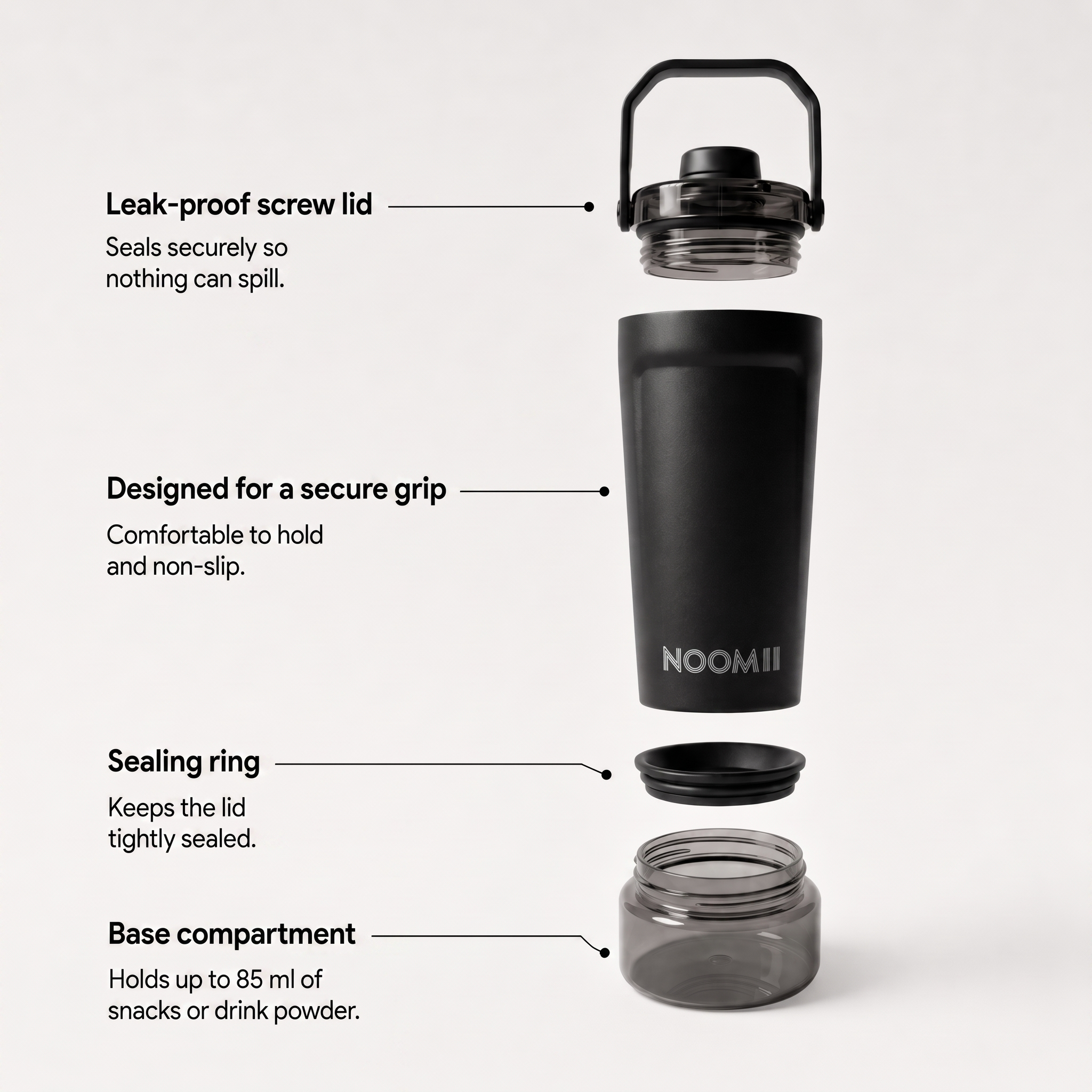 NooMii ProShake 600 secure drinking lid detail