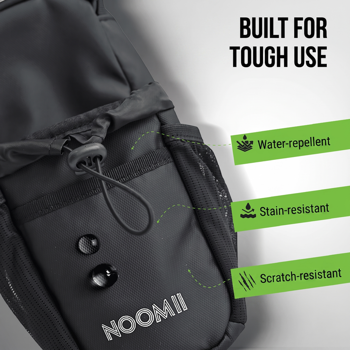 Bottle holder detail on the NooMii compact gym bag