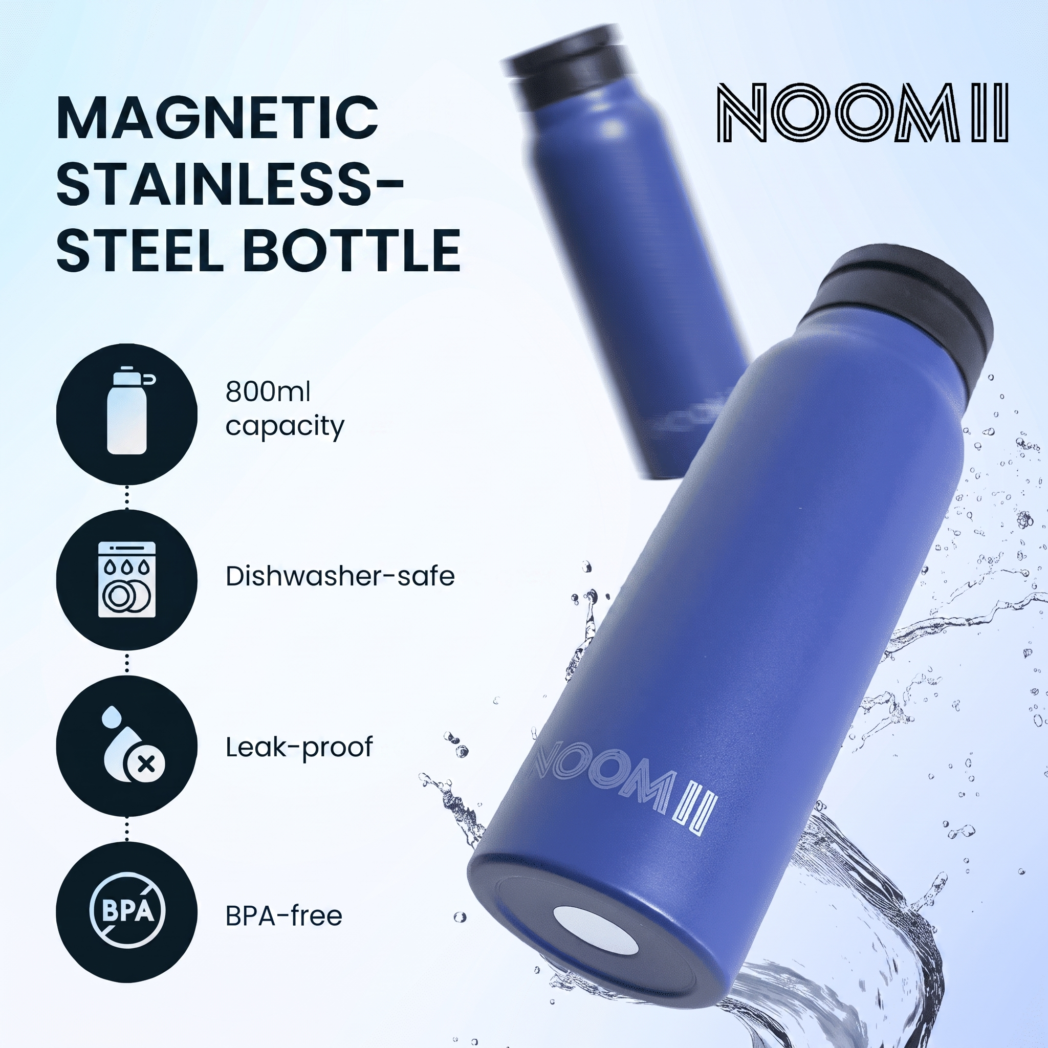 Integrated magnetic phone holder on the NooMii insulated bottle