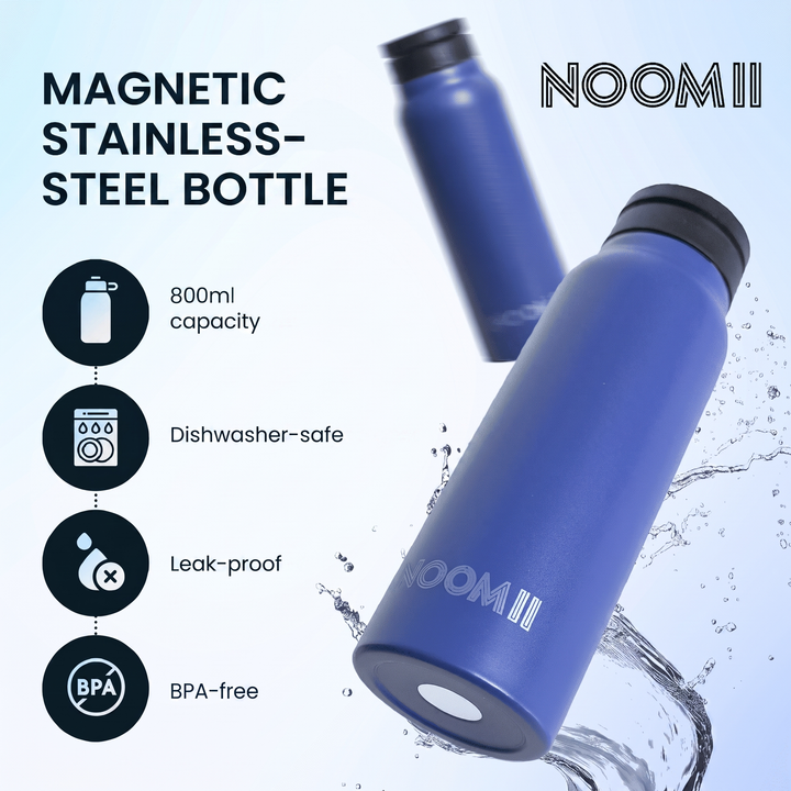 Integrated magnetic phone holder on the NooMii insulated bottle
