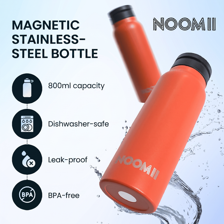 Magnetic lid detail on the NooMii 800ml bottle