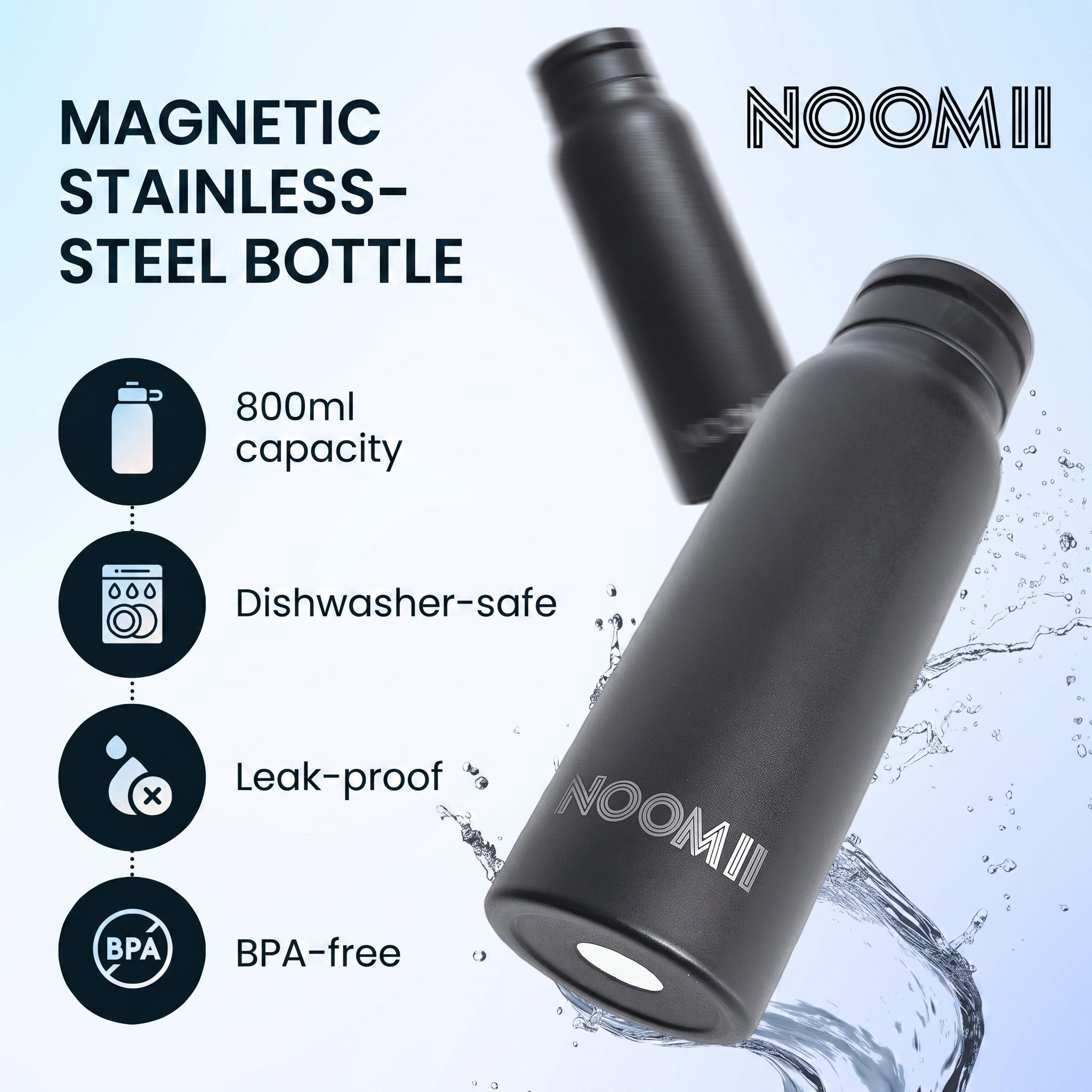 Smartphone attached to the NooMii bottle phone holder
