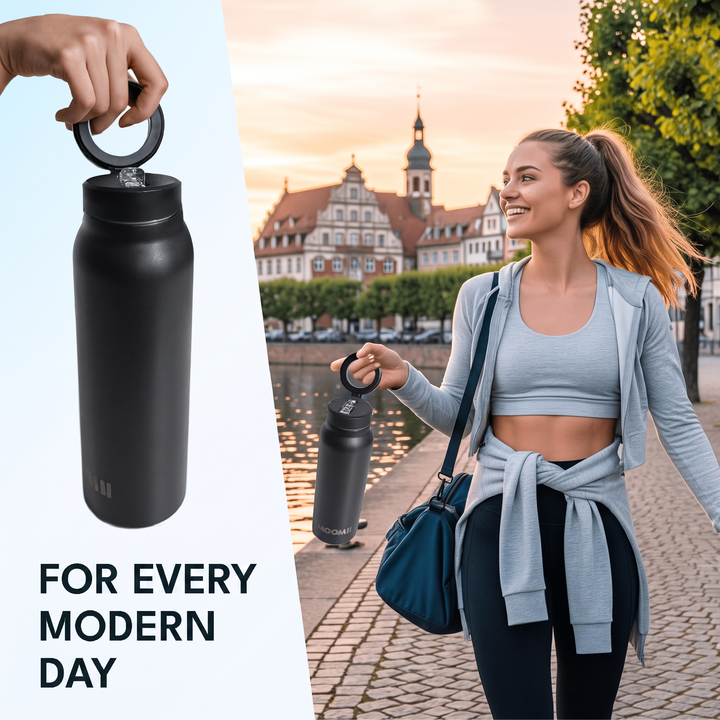 NooMii 800ml insulated bottle used at the gym