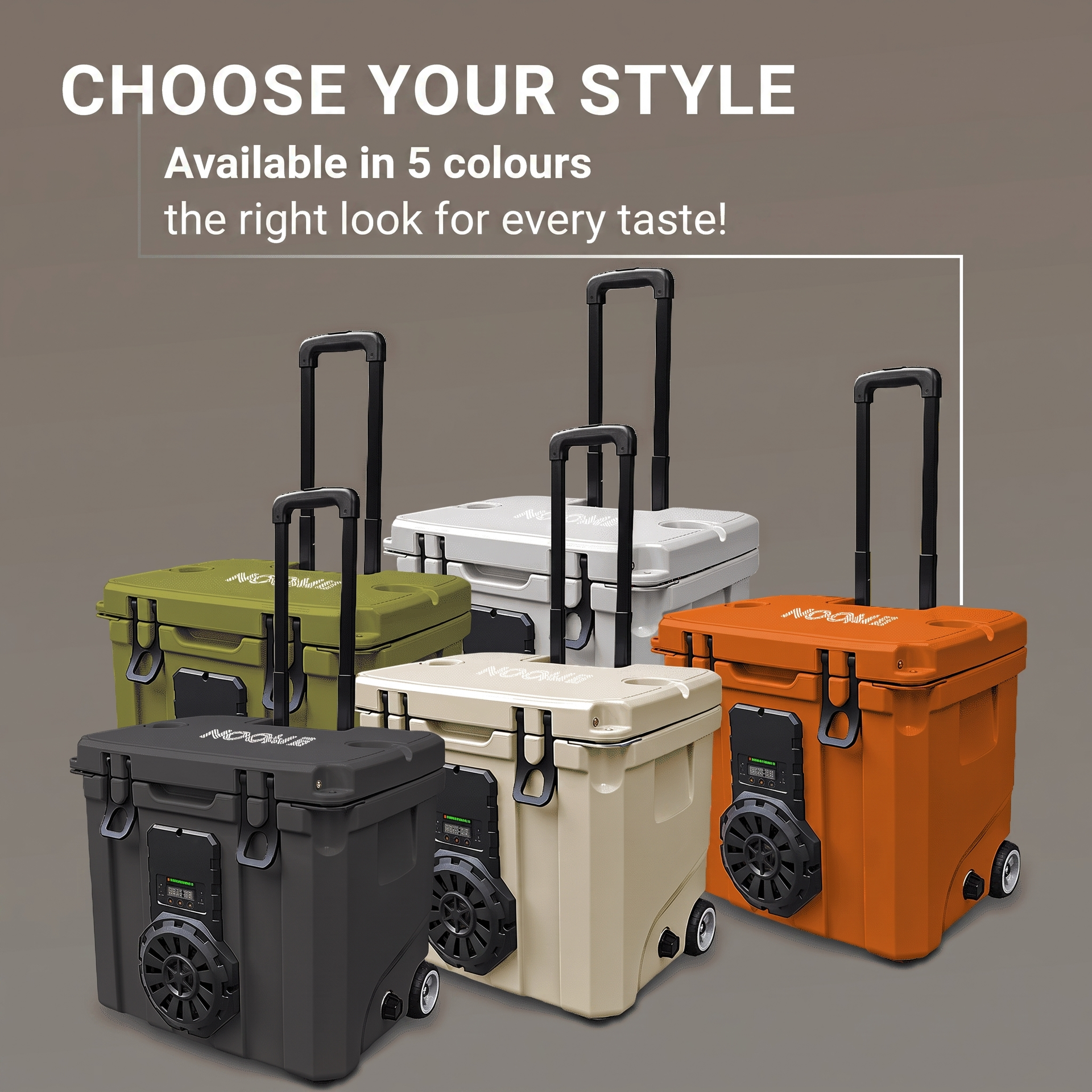 Orange NooMii BeatRoller 35 wheeled Bluetooth cooler