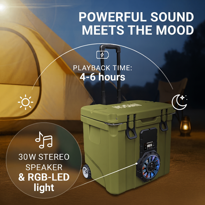Dark Grey NooMii BeatRoller 35 cooler speaker and trolley