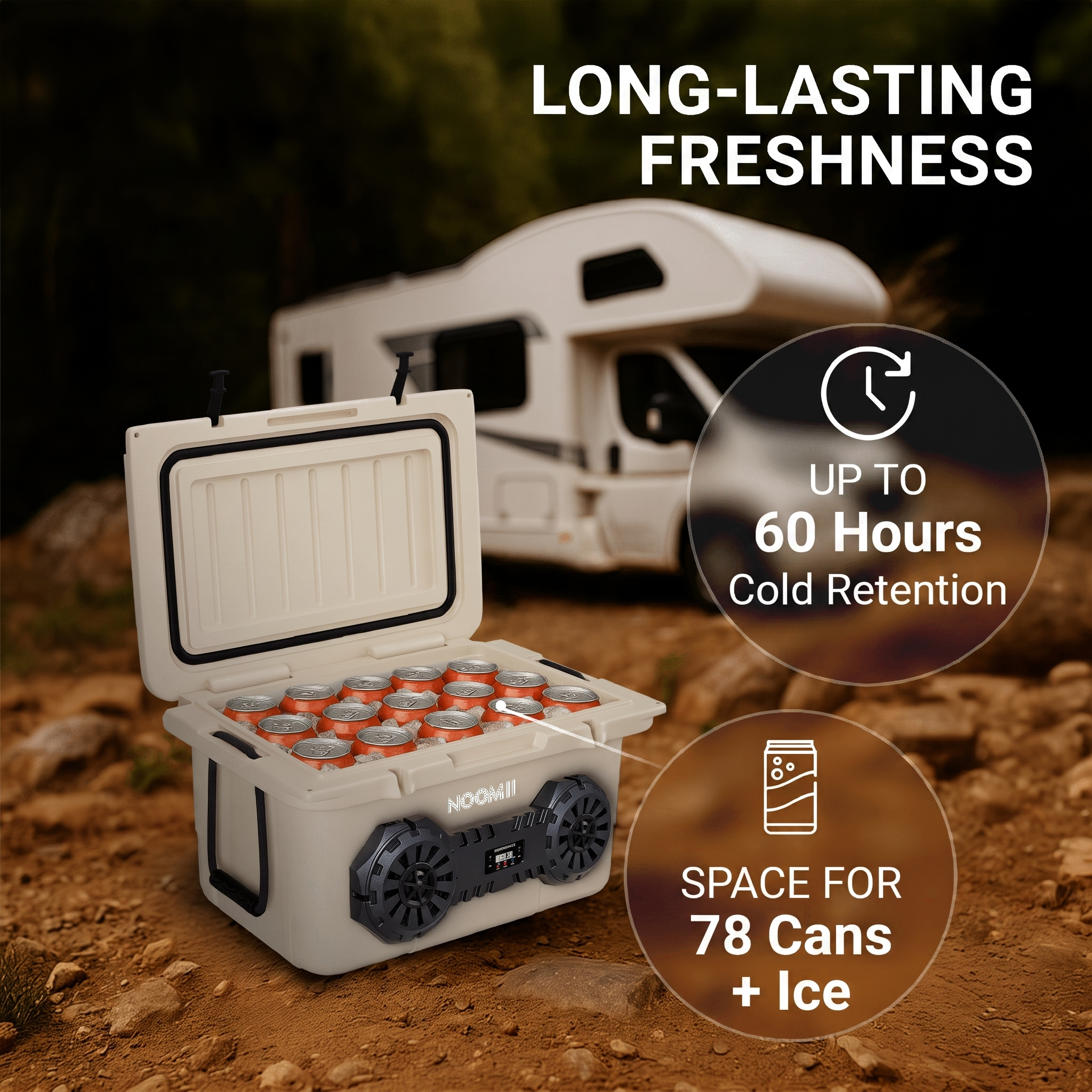 Beige NooMii ArcticBeat 45 with integrated Bluetooth speaker detail