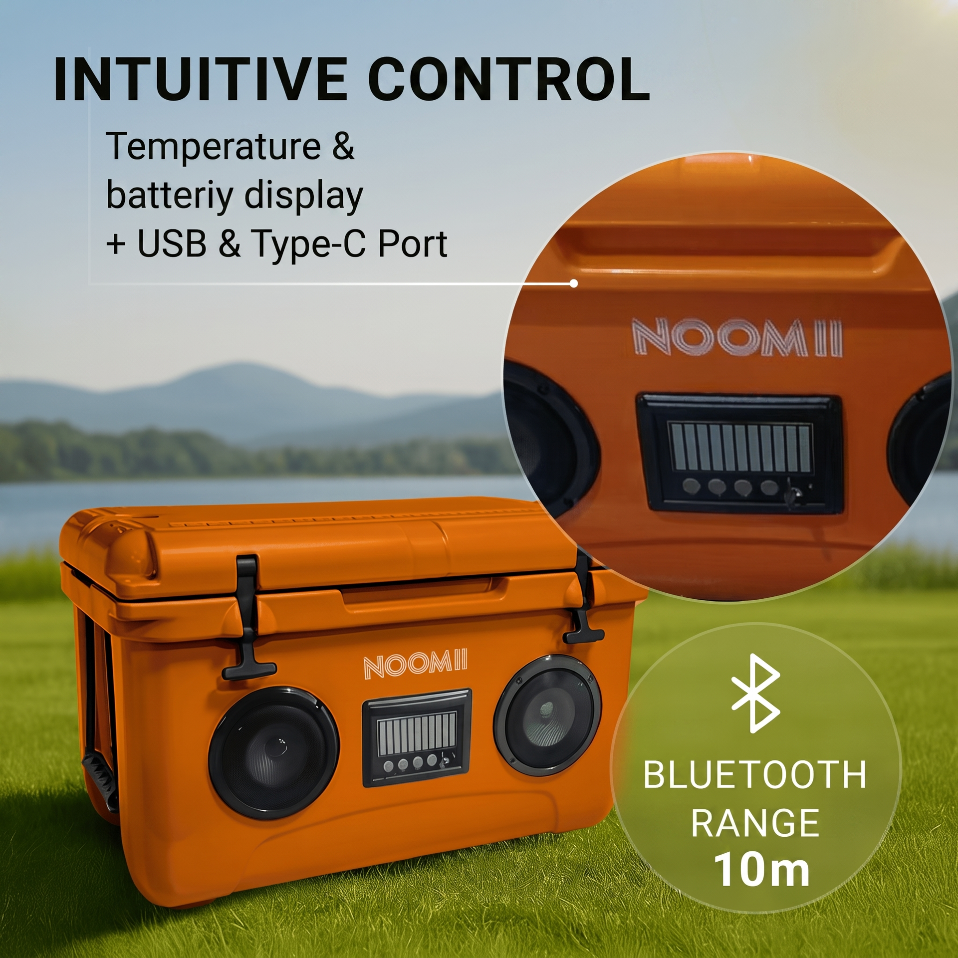 NooMii ColdBeats 45 Bluetooth cooler shown at the beach