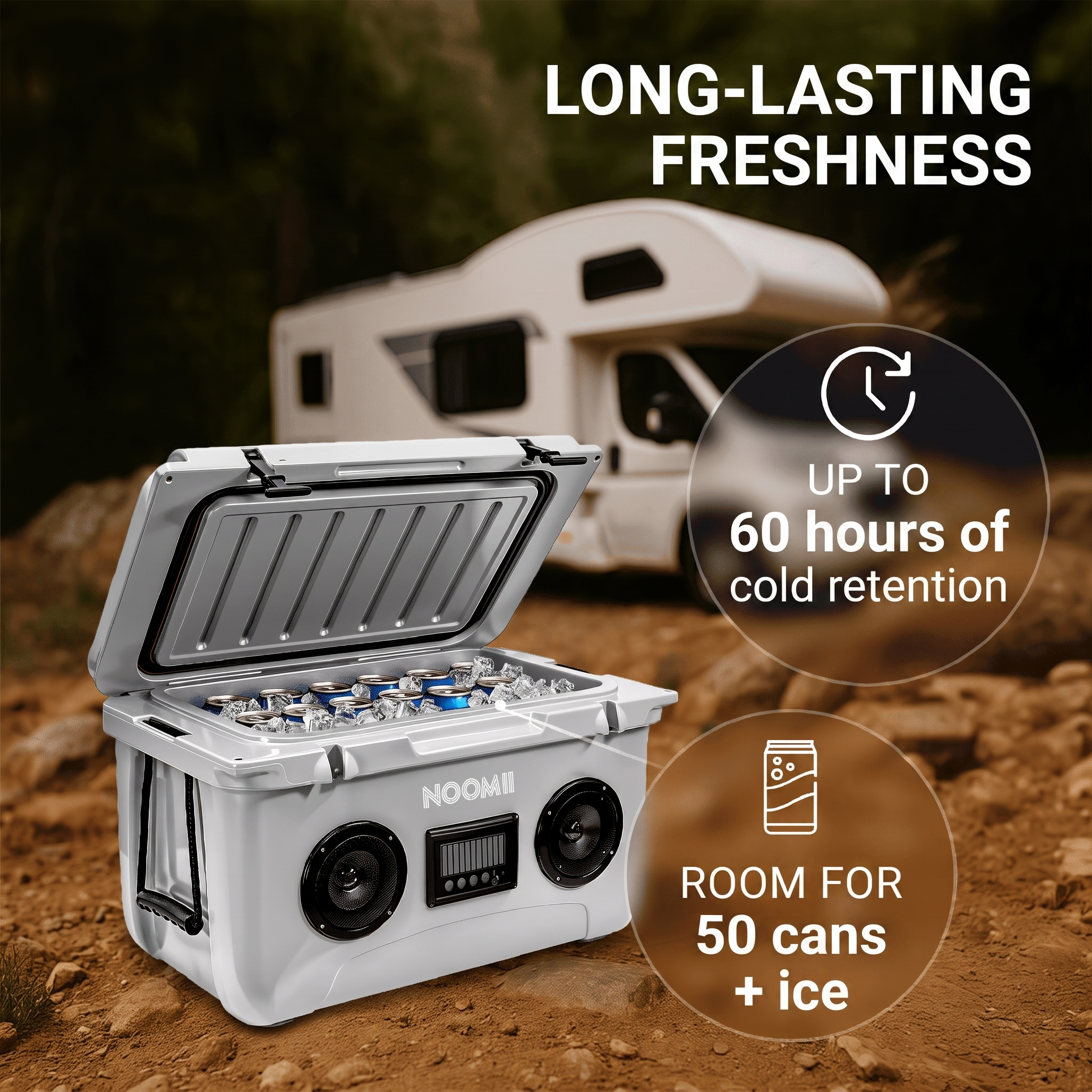 NooMii ColdBeats 45 45L cooler with built-in Bluetooth speaker