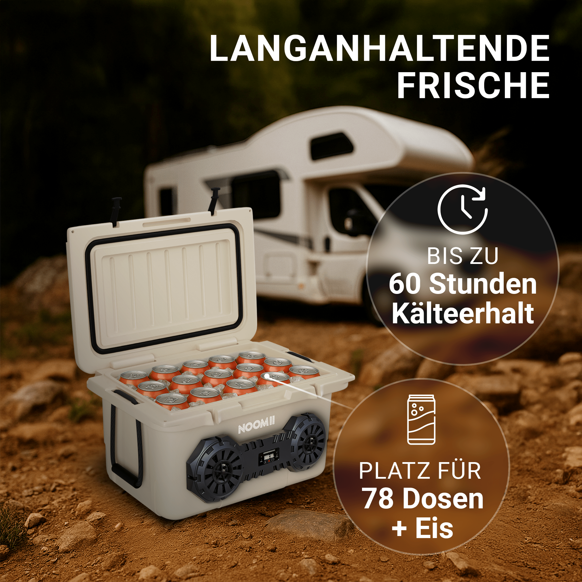 Beige NooMii ArcticBeat 45 with integrated Bluetooth speaker detail