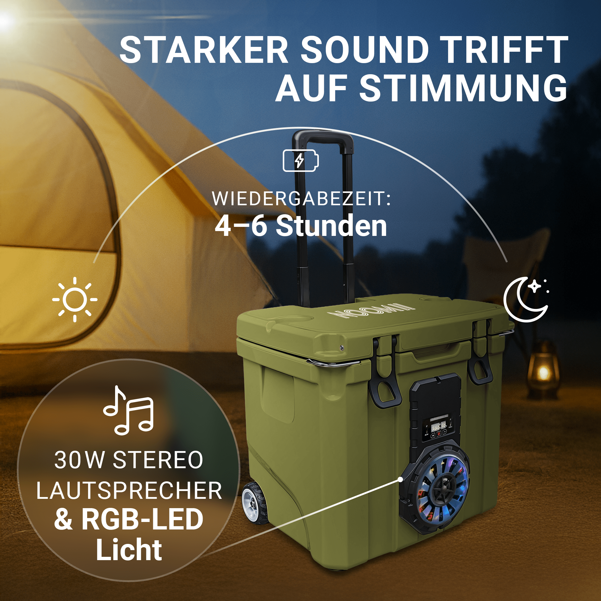 Dark Grey NooMii BeatRoller 35 cooler speaker and trolley