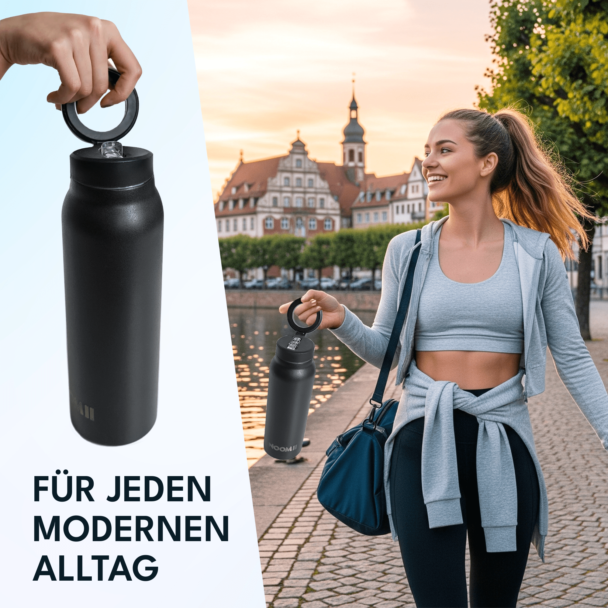 NooMii 800ml insulated bottle used at the gym