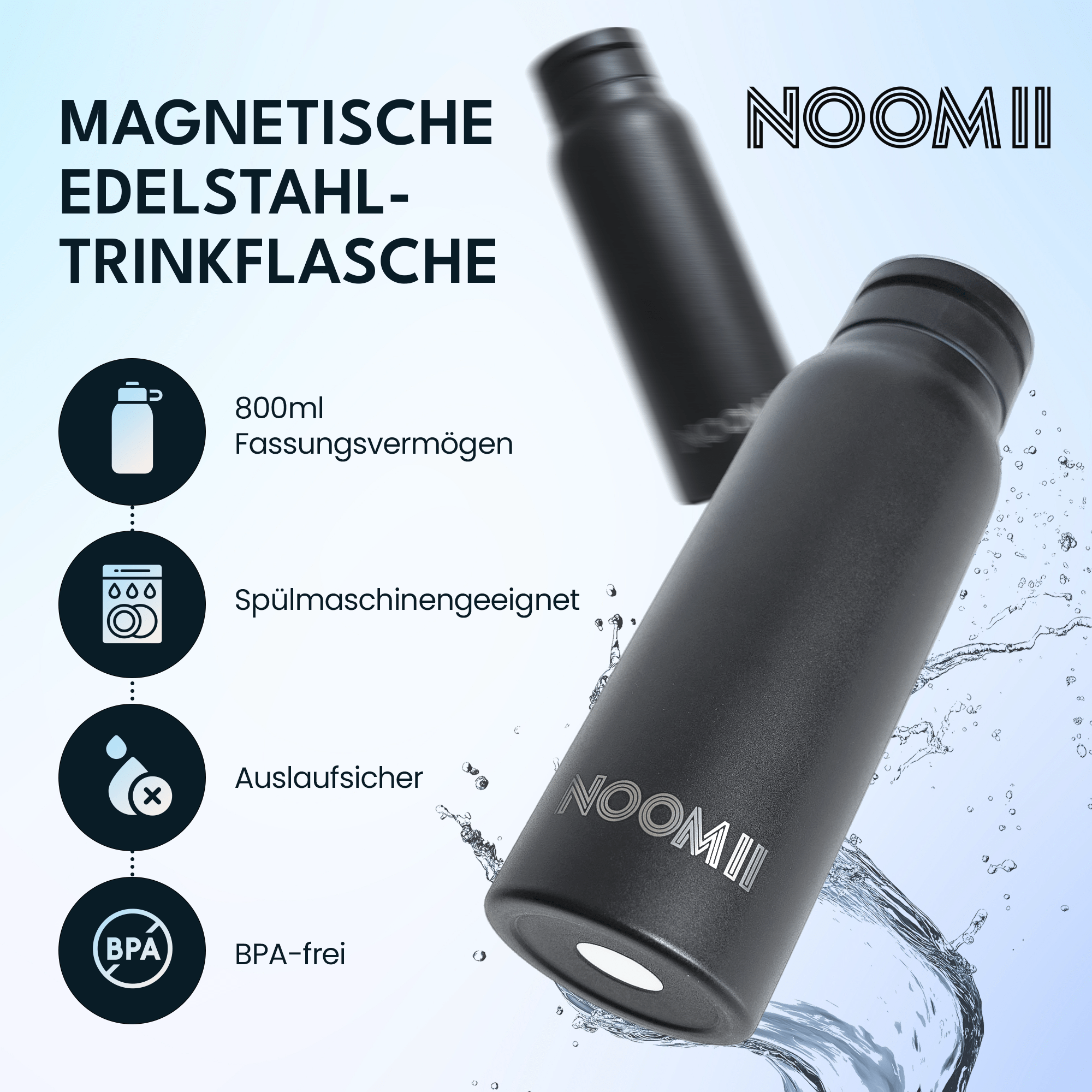 Smartphone attached to the NooMii bottle phone holder