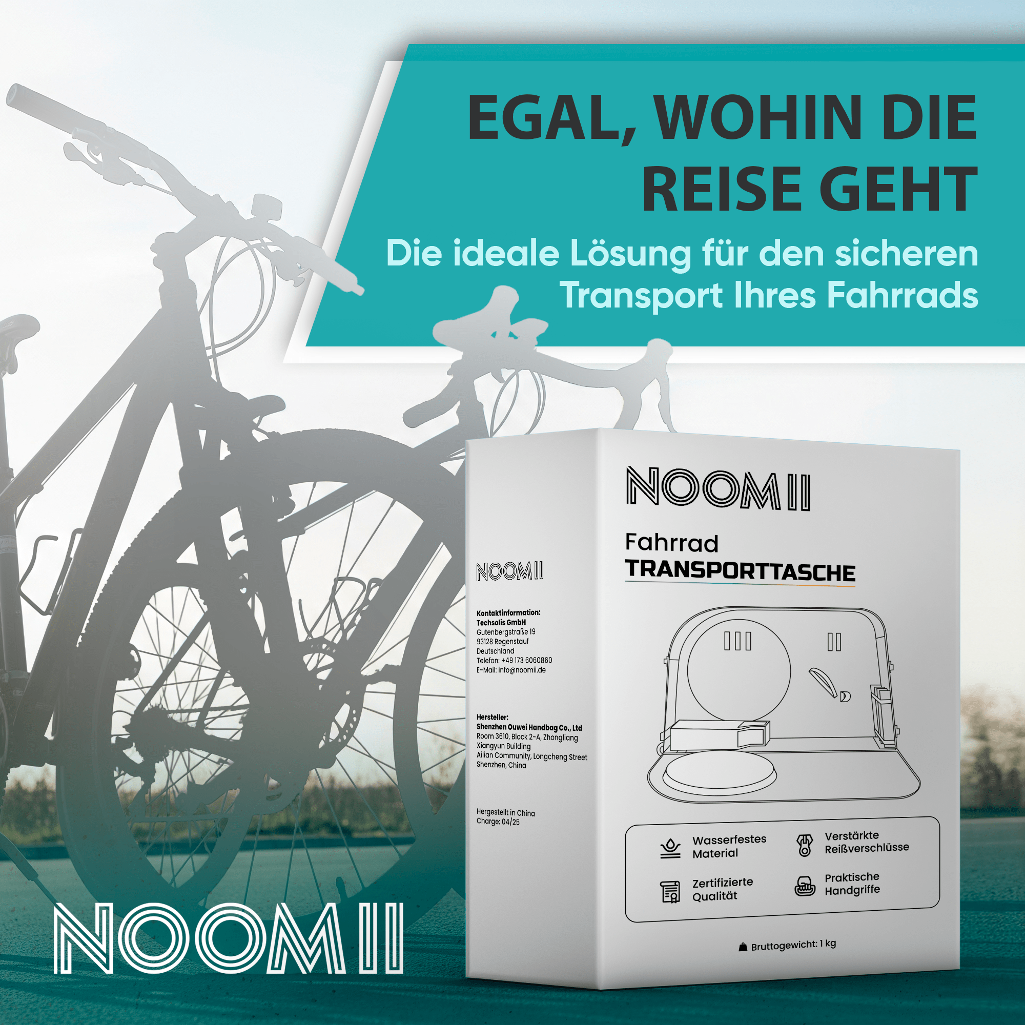 Water-resistant outer material of the NooMii bike travel bag