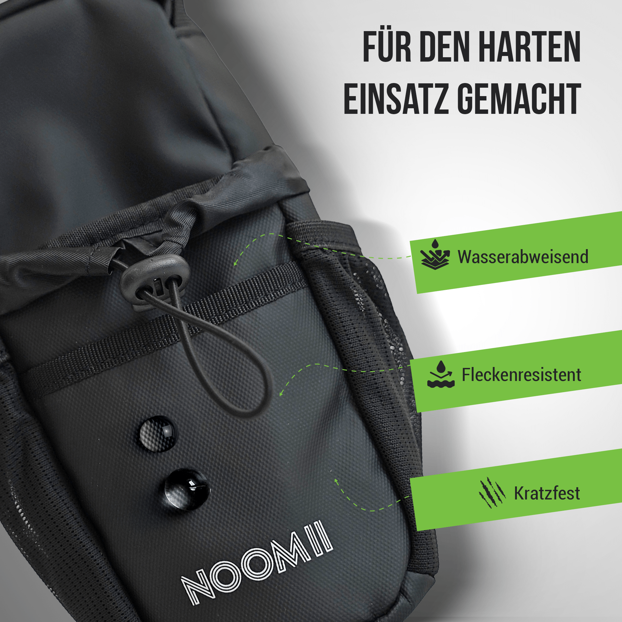 Bottle holder detail on the NooMii compact gym bag