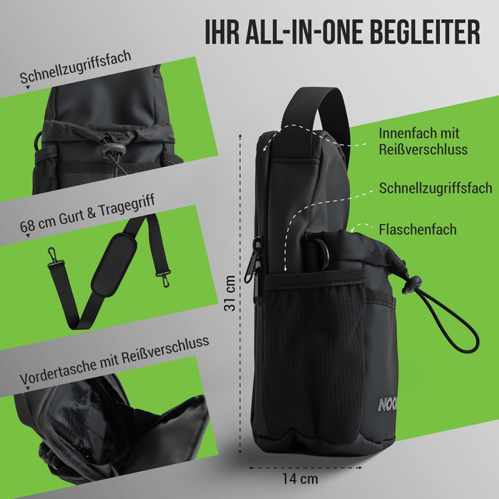 Storage compartments in the NooMii compact gym bag
