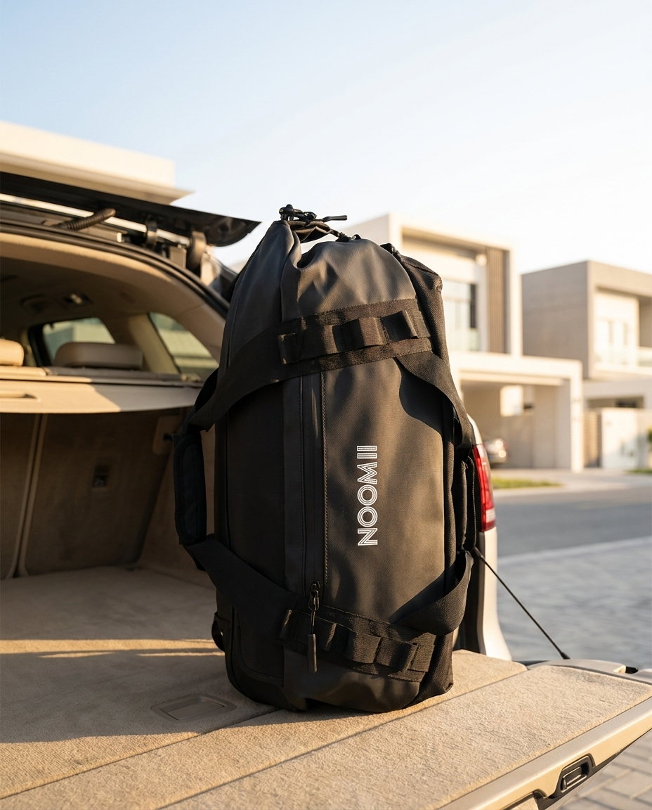 NooMii 2-in-1 gym bag in an SUV trunk in Dubai - mobile hero